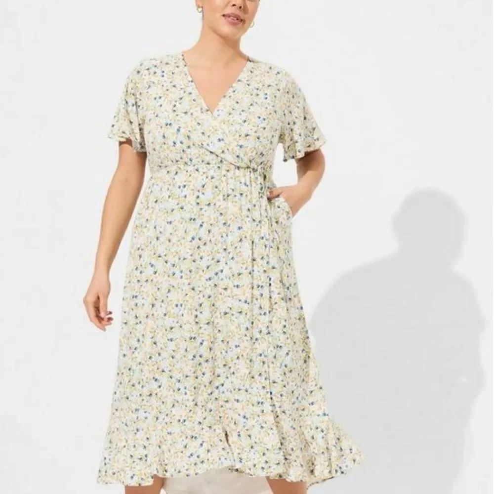 BRAND NEW TORRID MAXI RAYON SLUB SURPLICE WRAP DRESS